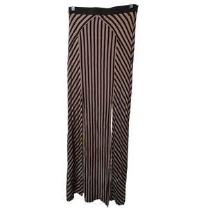 Free People Striped Maxi Skirt Size S‎ Brow Black Slit Boho Casual